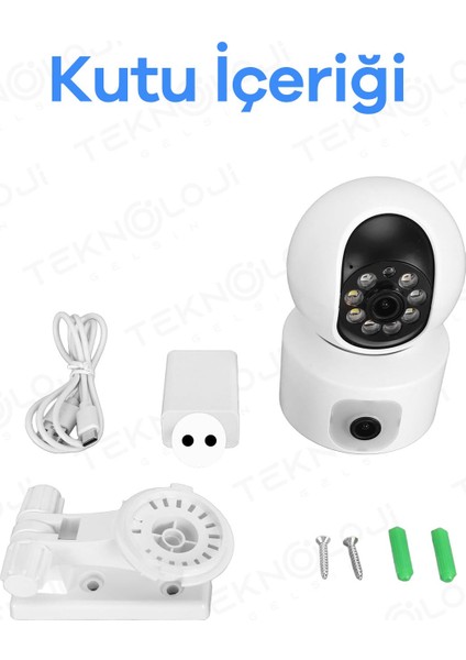 Q5 Smart Kamera Ses Kayıtlı Gece Görüşlü Full Hd 1080P Çift Kamera Kablosuz Wi-Fi Ip Kamera