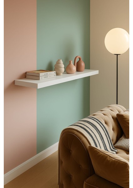80*18 cm Mat Beyaz Mdf Uçan Duvar Rafı Gizli Bağlantı Kitaplık