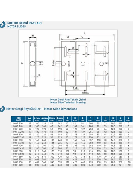 Elektrik Motoru Gergi Kızağı MGR-650 (Kalın)