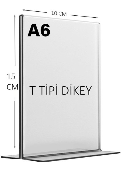 glas A6 T Tipi Dikey Masa Üstü Şeffaf Pleksi / Föylük-Fiyatlık-Menü-Broşürlük