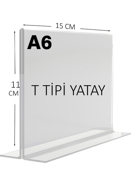 A6 T Tipi Yatay Masa Üstü Şeffaf Pleksi / Föylük-Fiyatlık-Menü-Broşürlük