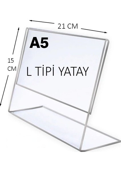 glas A5 L Tipi Yatay Masa Üstü Şeffaf Pleksi / Föylük-Fiyatlık-Menü-Broşürlük