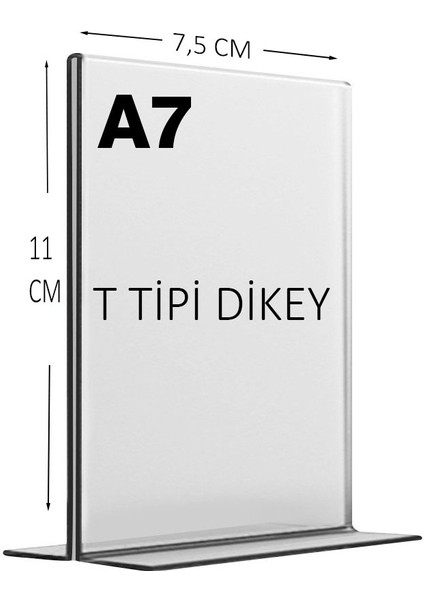 glas A7 T Tipinde Dikey Masa Üstü Şeffaf Pleksi / Föylük-Fiyatlık-Menü-Broşürlük