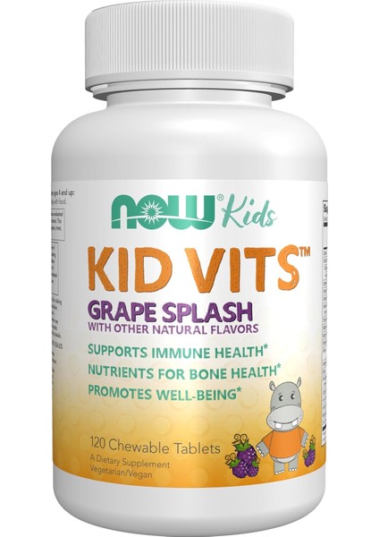 Foods Kid Vits Vitamin™ Grape Splash 120 Çiğnenebilir Tablet +4 Yaş Çocuk Vitamini