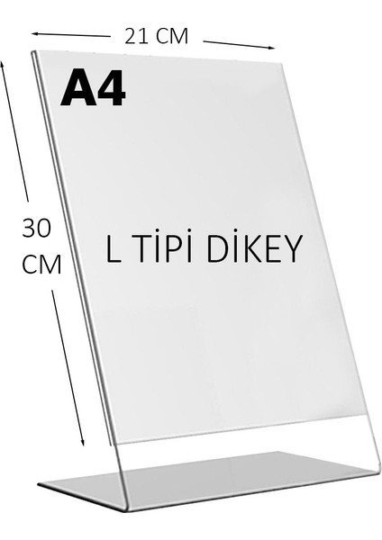 A4 L Tipi Dikey Masa Üstü Şeffaf Pleksi / Föylük-Fiyatlık-Menü-Broşürlük