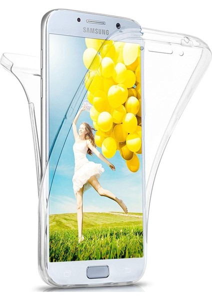 Samsung Galaxy A7 2017 SM-A720F Uyumlu 360° Ön Arka Tam Koruyucu Şeffaf Silikon Full Body Kılıf