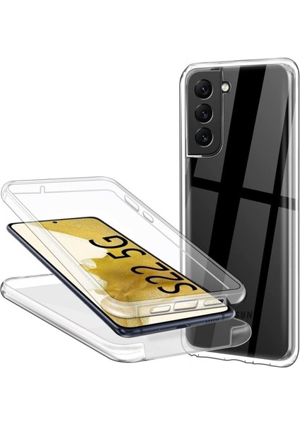 Samsung Galaxy S22 Exynos SM-S901B Uyumlu 360° Ön Arka Tam Koruyucu Şeffaf Silikon Full Body Kılıf