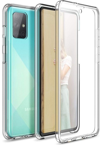Samsung Galaxy A71 Liquid Crystal Uyumlu 360° Ön Arka Tam Koruyucu Şeffaf Silikon Full Body Kılıf