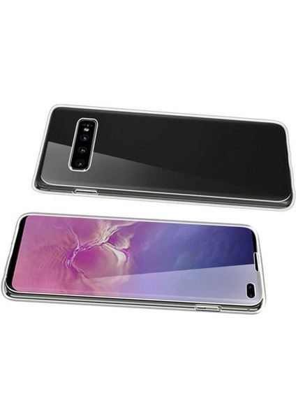 Samsung Galaxy S10+ Plus SM-G975F Uyumlu 360° Ön Arka Tam Koruyucu Şeffaf Silikon Full Body Kılıf