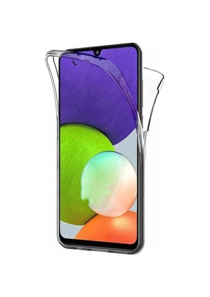Samsung Galaxy M32 4g 6.4" Uyumlu 360° Ön Arka Tam Koruyucu Şeffaf Silikon Full Body Kılıf