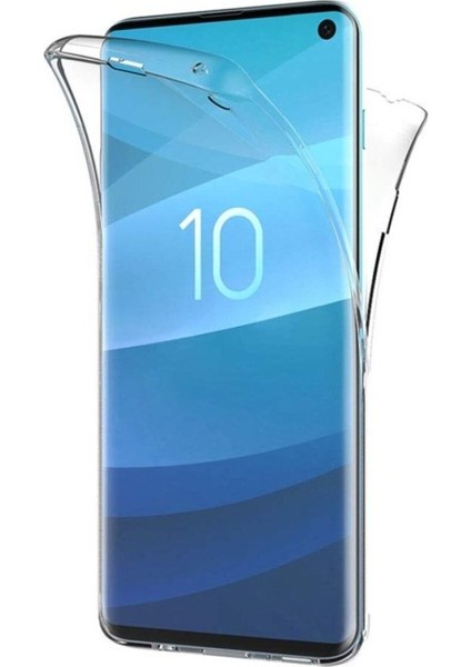 Samsung Galaxy S10 SM-G973F Uyumlu 360° Ön Arka Tam Koruyucu Şeffaf Silikon Full Body Kılıf