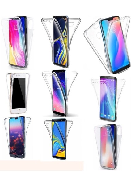 Samsung Galaxy S9+ Plus SM-G965F Uyumlu 360° Ön Arka Tam Koruyucu Şeffaf Silikon Full Body Kılıf