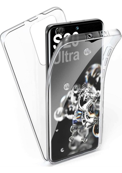 Samsung Galaxy S20 Ultra SM-G988B Uyumlu 360° Ön Arka Tam Koruyucu Şeffaf Silikon Full Body Kılıf