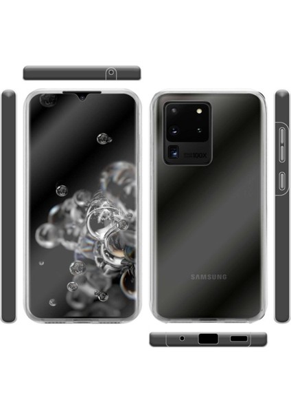 Samsung Galaxy S20 Ultra SM-G988B Uyumlu 360° Ön Arka Tam Koruyucu Şeffaf Silikon Full Body Kılıf