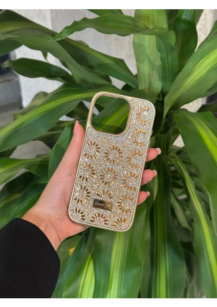 iphone 15 Uyumlu Parlak Işıl Taşlı Telefon Kılıfı