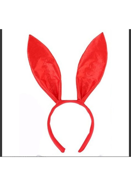 Kırmızı Saten Şekil Verilebilir Tavşan Kulak Taç