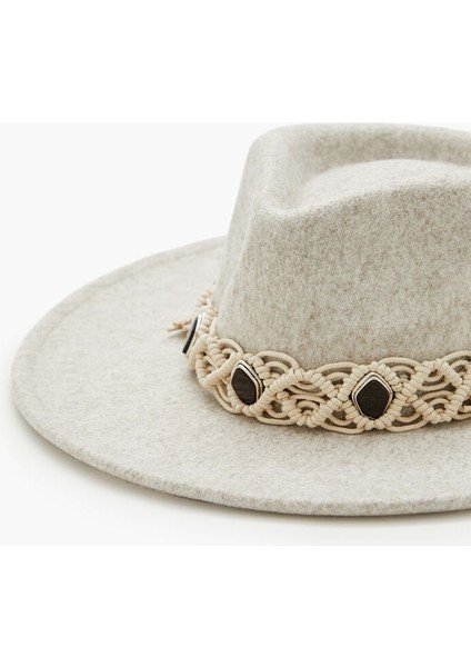 Makrome Detaylı Fedora Şapka
