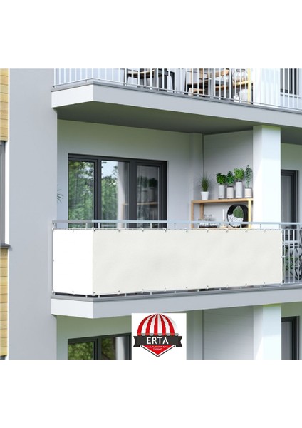 4 Metre x 80 cm Beyaz Renk Polyester Balkon Demiri Brandası Su Geçirmez 650G