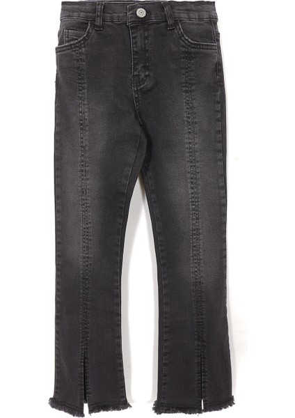 Yırtmaçlı Ispanyol Paça Kız Çocuk Kot Pantolon Siyah 001-0002055