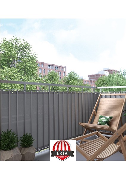 9.5 Metre x 95 cm Gri Renk Polyester Balkon Demiri Brandası Su Geçirmez 650G