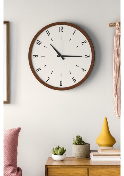 Dekoratif Ahşap Ross 128 Duvar Saati - Siyah & Beyaz Mdf Çerçeveli, Modern Tasarım, Sessiz Mekanizma