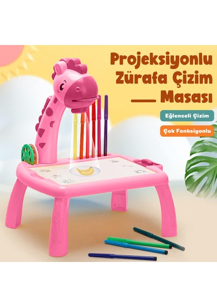 Projeksiyonlu Zürafa Büyük Boy Çizim Seti ve 12 Renk Boya Kalemi, Çizim Defteri ile Aktivite Masası fiyatları