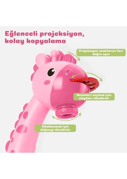Projeksiyonlu Zürafa Büyük Boy Çizim Seti ve 12 Renk Boya Kalemi, Çizim Defteri ile Aktivite Masası modelleri