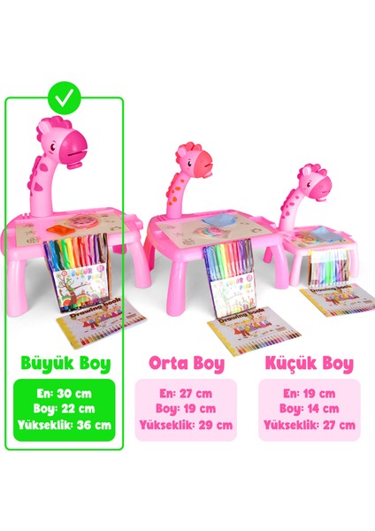 Projeksiyonlu Zürafa Büyük Boy Çizim Seti ve 12 Renk Boya Kalemi, Çizim Defteri ile Aktivite Masası fırsatları