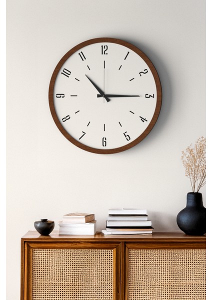 Dekoratif Ahşap Ross 128 Duvar Saati - Siyah & Beyaz Mdf Çerçeveli, Modern Tasarım, Sessiz Mekanizma modelleri