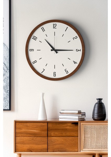 Dekoratif Ahşap Ross 128 Duvar Saati - Siyah & Beyaz Mdf Çerçeveli, Modern Tasarım, Sessiz Mekanizma