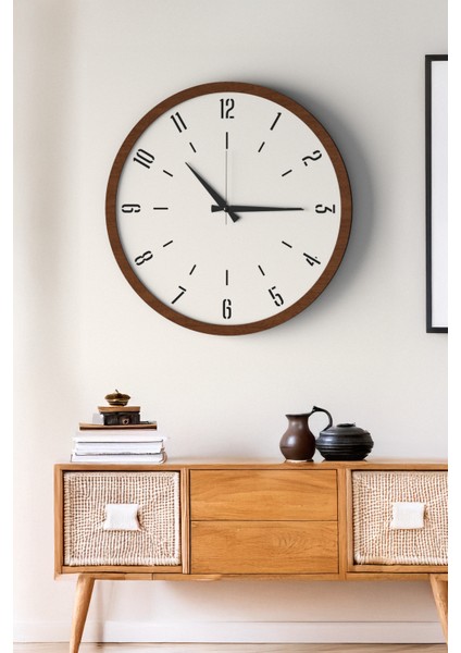 Dekoratif Ahşap Ross 128 Duvar Saati - Siyah & Beyaz Mdf Çerçeveli, Modern Tasarım, Sessiz Mekanizma