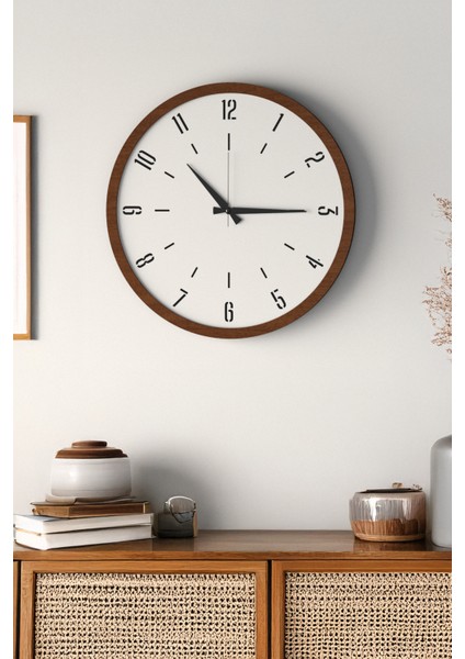 Dekoratif Ahşap Ross 128 Duvar Saati - Siyah & Beyaz Mdf Çerçeveli, Modern Tasarım, Sessiz Mekanizma