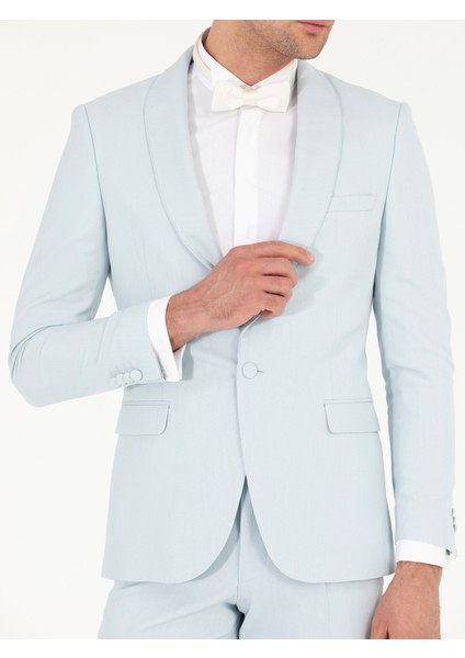 Erkek Açık Mavi Slim Fit Smokin Damatlık 50266443-VR003
