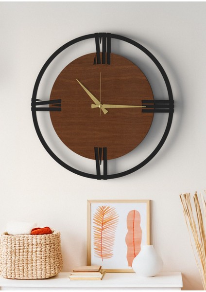 Modern Tasarım Çerçeveli Roma Rakamlı Dekoratif Duvar Saati