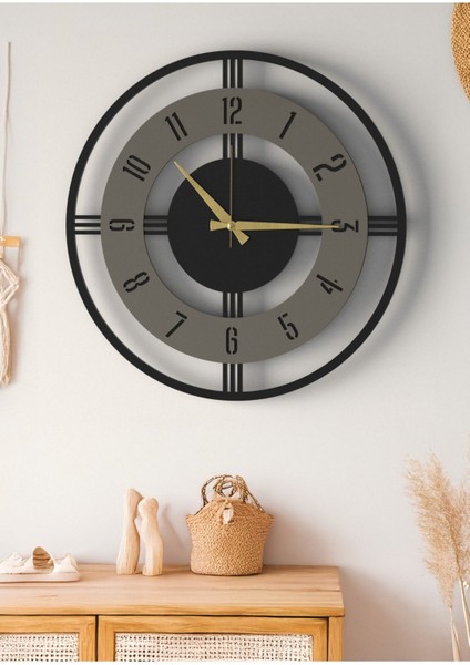 Büyük Boy Şık Ahşap Duvar Saati - Modern Tasarım Siyah Beyaz - Ev & Ofis Dekorasyonu -48CM