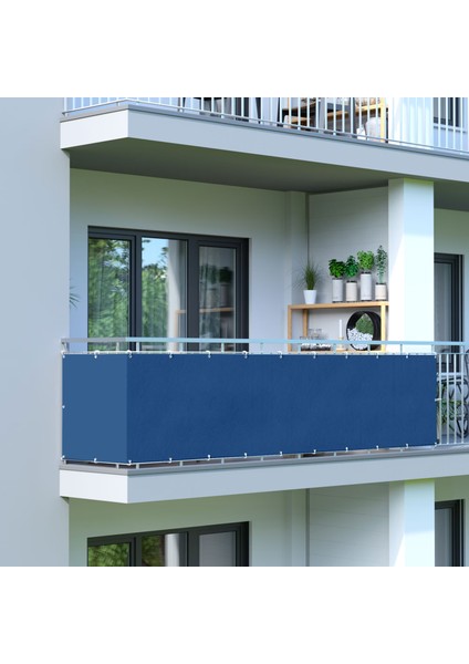 4.5 Metre x 85 cm Mavi Renk Polyester Balkon Demiri Brandası Su Geçirmez 650G