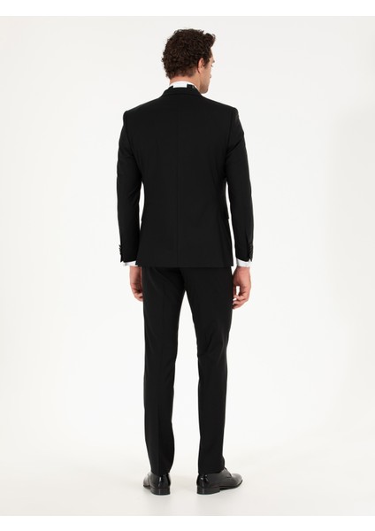 Erkek Siyah Slim Fit Yelekli Smokin Damatlık 50267710-VR046
