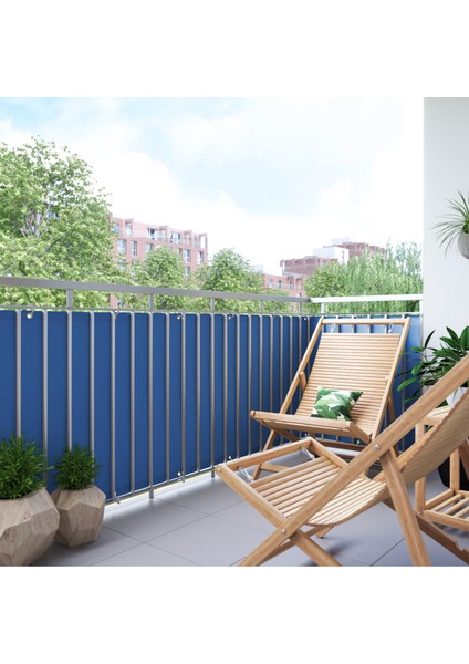 9.5 Metre x 65 cm Mavi Renk Polyester Balkon Demiri Brandası Su Geçirmez 650G