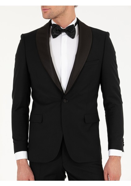 Erkek Siyah Slim Fit Smokin Damatlık 50267712-VR046