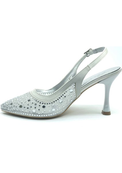 Feles Arkası Açık Şeffaf Taş Detaylı Sindirella Kadın Topuklu Ayakkabı fırsatları