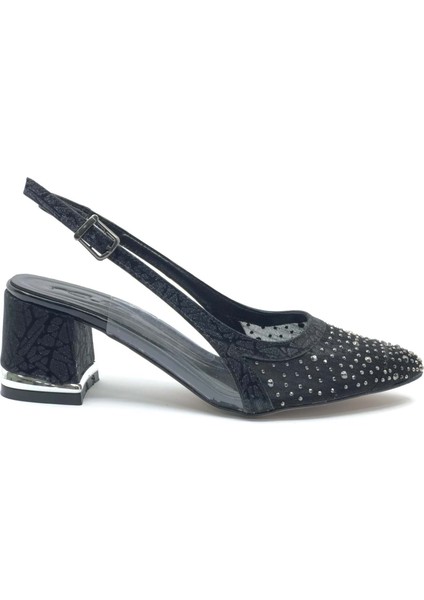 Feles Arkası Açık Şeffaf Taş Detaylı Sindirella Kadın Kısa Topuklu Ayakkabı fiyatları
