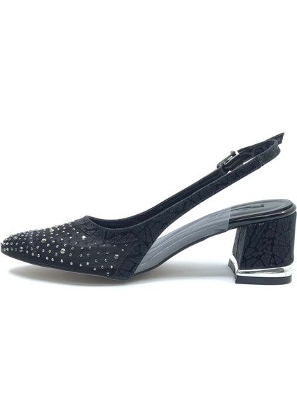 Feles Arkası Açık Şeffaf Taş Detaylı Sindirella Kadın Kısa Topuklu Ayakkabı modelleri