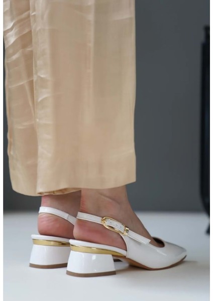 Feles Toka Detaylı Topuklu Arkası Açık Klasik Kadın Topuklu Ayakkabı Ayakkabı fırsatları