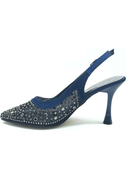 Feles Arkası Açık Şeffaf Taş Detaylı Sindirella Kadın Topuklu Ayakkabı modelleri