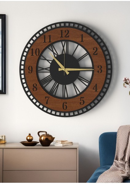 Modern Tasarım Siyah Ceviz Dekoratif Duvar Saati - Ev & Ofis Için Şık modelleri