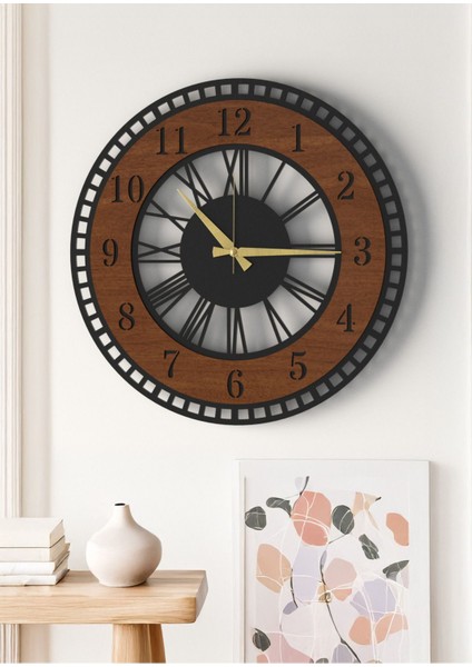 Modern Tasarım Siyah Ceviz Dekoratif Duvar Saati - Ev & Ofis Için Şık fırsatları