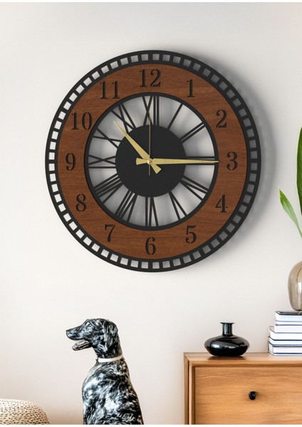 Modern Tasarım Siyah Ceviz Dekoratif Duvar Saati - Ev & Ofis Için Şık indirimleri