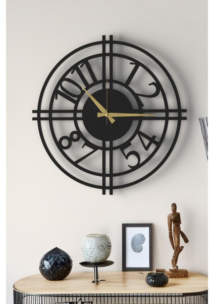 Şık ve Modern Duvar Saati - 48CM Büyük Boy, 3 Farklı Renk Seçeneği - Siyah