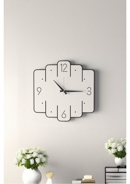 Dekoratif Yeni Modern Avior Beyaz Ahşap Duvar Saati - 48CM - 2 Adet Vazo Tablo Hediye fırsatları