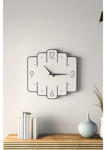 Dekoratif Yeni Modern Avior Beyaz Ahşap Duvar Saati - 48CM - 2 Adet Vazo Tablo Hediye indirimleri